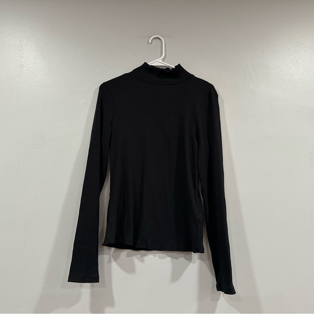 Maeve by Anthropologie Black Long Sleeve Knit Mock Neck Top Large L